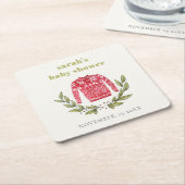 Cute Winter Red Green Ugly Sweater Baby shower Kartonnen Onderzetters (Schuin)