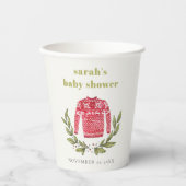 Cute Winter Red Green Ugly Sweater Baby shower Papieren Bekers (Voorkant)