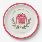 Cute Winter Red Green Ugly Sweater Vrijgezellenfee Papieren Bordje (Voorkant)