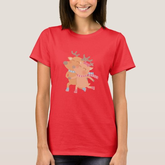 Cute Winter Rendier Schaats T-shirt (Voorkant)