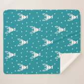 Cute winter rendierpatroon blue Sherpa Blanket Deken (Voorkant (horizontaal))
