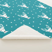 Cute winter rendierpatroon blue Sherpa Blanket Sherpa Deken (3/4)