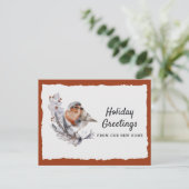 Cute Winter Robin Rust Gray Holiday Moving Announc Aankondigingskaart (Staand voorkant)