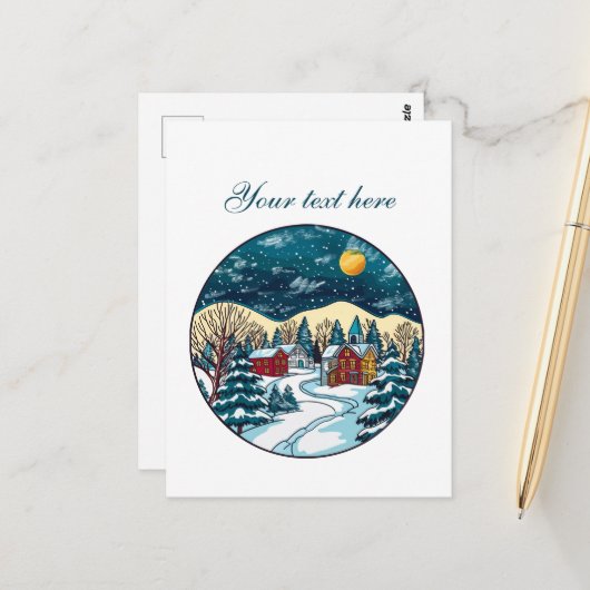 Cute Winter scene customizable Briefkaart (Voorkant / Achterkant in situ)