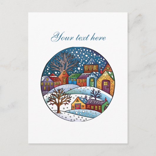 Cute Winter scene customizable  Briefkaart (Voorkant)