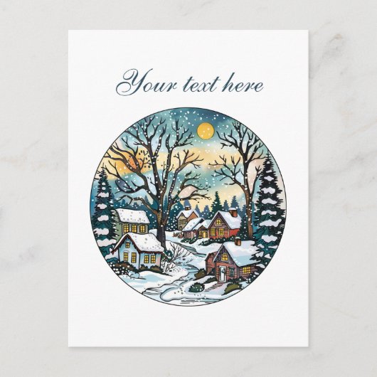 Cute Winter scene customizable  Briefkaart (Voorkant)