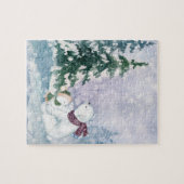 Cute Winter Scene met mam en Baby Beer Legpuzzel (Horizontaal)