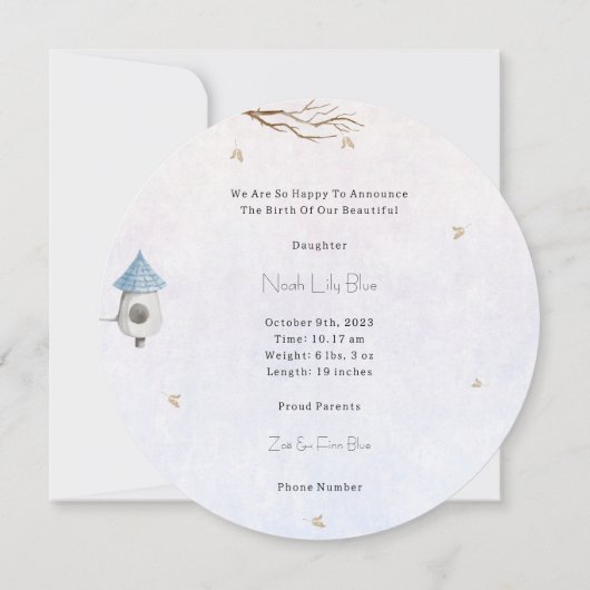 Cute Winter Scene With Little Bird In The Snow Kaart (Achterkant)