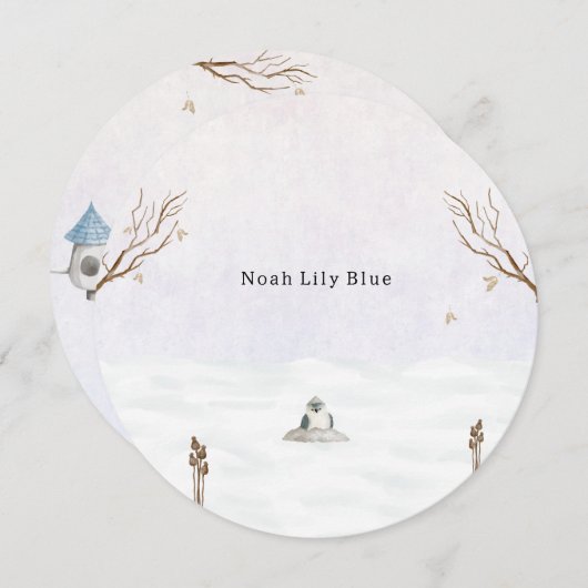 Cute Winter Scene With Little Bird In The Snow Kaart (Voorkant / Achterkant)