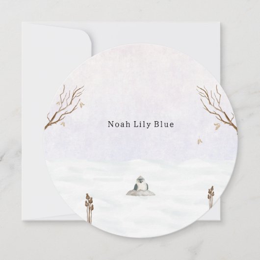 Cute Winter Scene With Little Bird In The Snow Kaart (Voorkant)