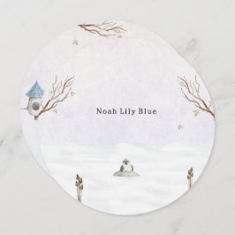 Cute Winter Scene With Little Bird In The Snow Kaart