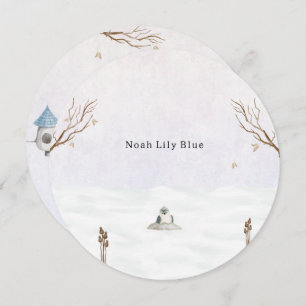 Cute Winter Scene With Little Bird In The Snow Kaart