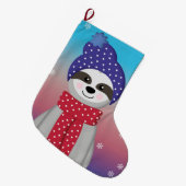 Cute Winter Sloth Grote Kerstsok (Voorkant (Hangend))