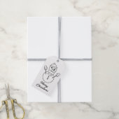 Cute Winter Sneeuwman Lijn Kunst Illustratie Cadeaulabel (Met Touw)