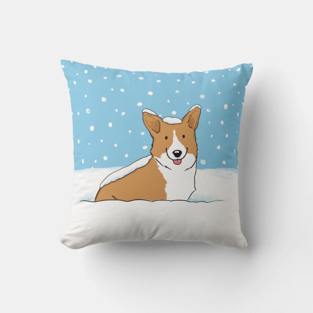 Cute Winter Snow Corgi Cartoon Dog Fun Pet Lover's Kussen (Voorkant)