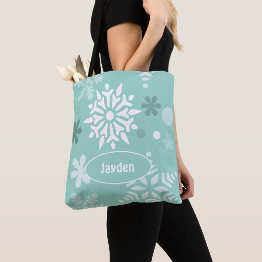 Cute Winter Snowflake Holiday Season Tote Bag (Dichtbij)