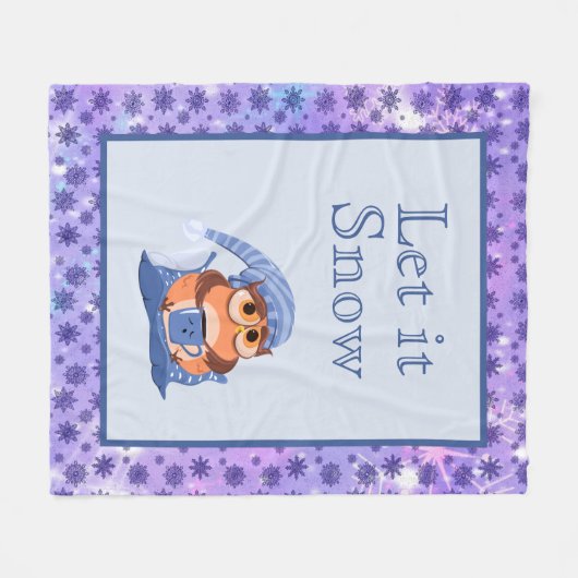 Cute Winter Snowflakes Blue Baby Owl Pet Fleece Deken (Voorkant (Horizontaal))