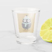 Cute Winter Snowing Owl Art Shot Glas (Achterkant)