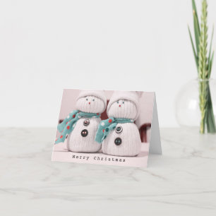 Cute Winter Snowman Couple met Scarves  Feestdagen Kaart