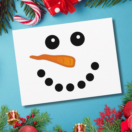 Cute Winter Snowman Face Festive Feestdagen Cartoo Briefkaart