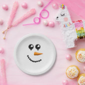 Cute Winter Snowman Face Papieren Bordje (Feest)