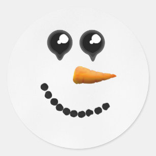 Cute Winter Snowman Face Ronde Sticker