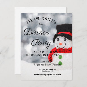 Cute Winter Snowman Inter Party Invitation Kaart
