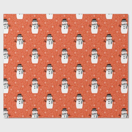 Cute Winter Snowman-kerstinpakpapier Cadeaupapier (Vlak)