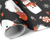 Cute Winter Snowman-kerstpatroon Cadeaupapier (Rol Hoek)