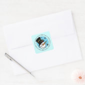 Cute Winter Snowman laat het sneeuwen Vierkante Sticker (Envelop)