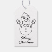 Cute Winter Snowman Line Art Illustratie Cadeaulabel (Voorkant)