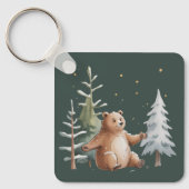 Cute Winter Snowy Bear Whimsical Woodland Winter  Sleutelhanger (Voorkant)