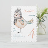 Cute Winter Sparrow Waterverf Illustratie Feestdagenkaart (Staand voorkant)