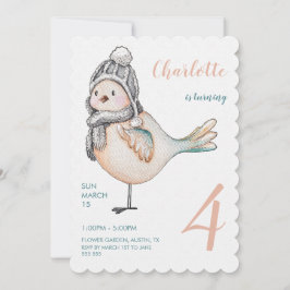 Cute Winter Sparrow Waterverf Illustratie Feestdagenkaart