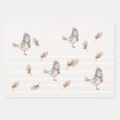 Cute Winter Sparrow Waterverf Illustratie Inpakpapier Vel (Voorkant)