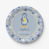 Cute Winter Star Penguin Baby shower Papieren Bordje (Voorkant)