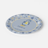 Cute Winter Star Penguin Baby shower Papieren Bordje (Gekanteld)