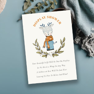 Cute Winter Sweater Reindeer Display Baby shower Informatiekaartje