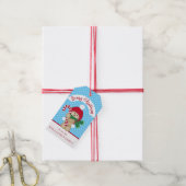 Cute Winter Teddy Bear Candy Cane kerst Cadeaulabel (Met Touw)