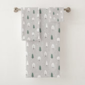 Cute Winter Tree & Snow Pattern Bad Handdoek (Insitu)