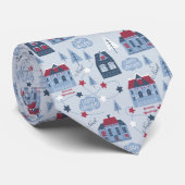 Cute Winter Village, bury Kerstnek Ti Stropdas (Opgerold)