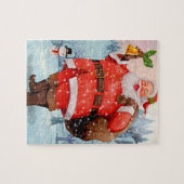 Cute Winter Waterverf Santa Claus Snowman Legpuzzel (Horizontaal)