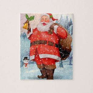 Cute Winter Waterverf Santa Claus Snowman Legpuzzel