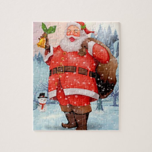 Cute Winter Waterverf Santa Claus Snowman Legpuzzel (Verticaal)