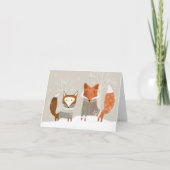 Cute Winter Wonderland Fox Holiday Greeting Card Bedankkaart (Voorkant)