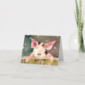 Cute Winter Wonderland Pig in Snow Blank Card Bedankkaart (Voorkant)