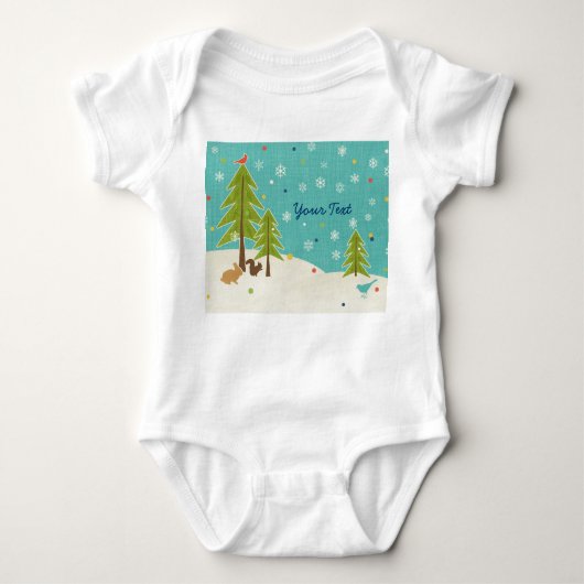 Cute Winter Wonderland Woodland Scene gepersonalis Romper (Voorkant)