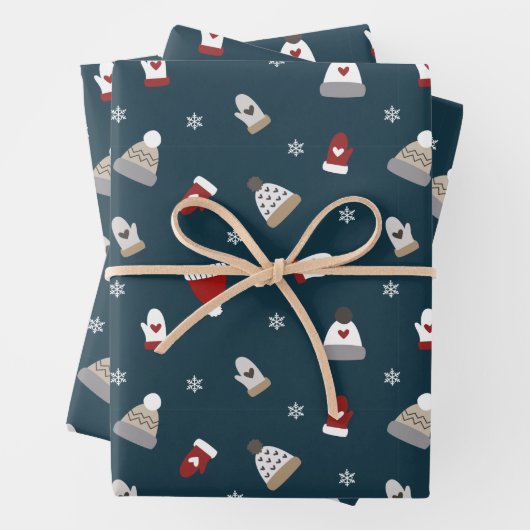 Cute Winter Wool Pet & Glove pattern Inpakpapier Vel (In situ)