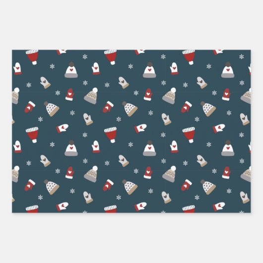 Cute Winter Wool Pet & Glove pattern Inpakpapier Vel (Voorkant)