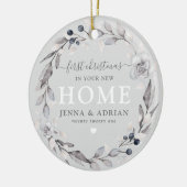 Cute Winter Wreate 1e Kerstmis Nieuwe startfoto Keramisch Ornament (Links)